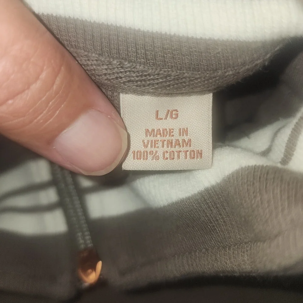 Tommy Bahama Relax Mens Large Taupe Brown 100% Cotton Quarter Zip Pullover